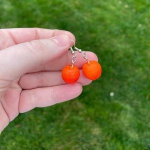 Resin Mandarin Orange Earrings with Silver Accents